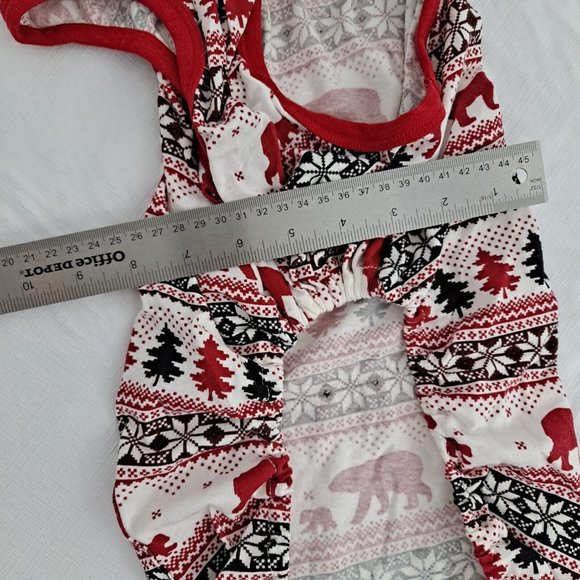 Dog Pajamas Pj's Winter Polar Bear Snowflake Tree Pattern Red Black White Large - Picture 4 of 5